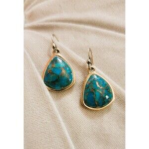 Copper Turquoise Gold Vermeil/ Sterling Silver Dangle Earrings Premium by Barse